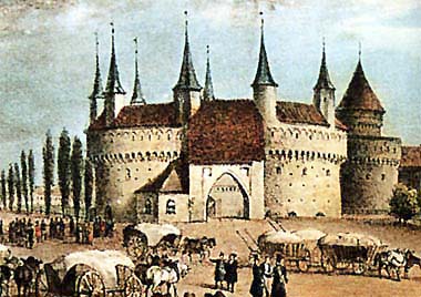 Krakow's barbican, view of the 18th century