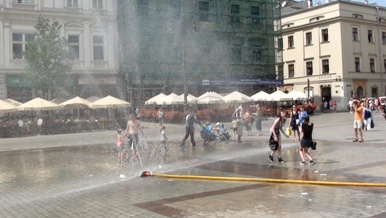 On the central square of the Old Town in Krakow, July 2012