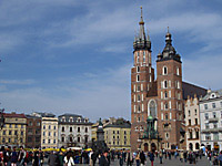 Krakow's basilica of the Virgin Mary at the Rynek Glowny grand square