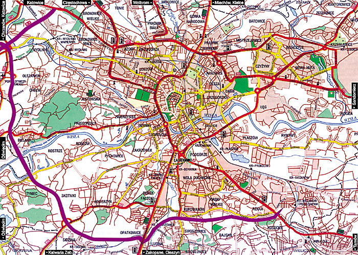 Map of the city of Krakow