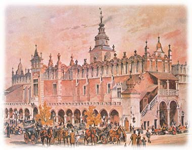 Krakow's Cloth Hall, view from the early 20th century